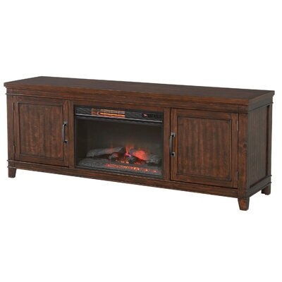 TV Stand With 2 Cabinets And Electric Fireplace, Dark Brown - Image 0