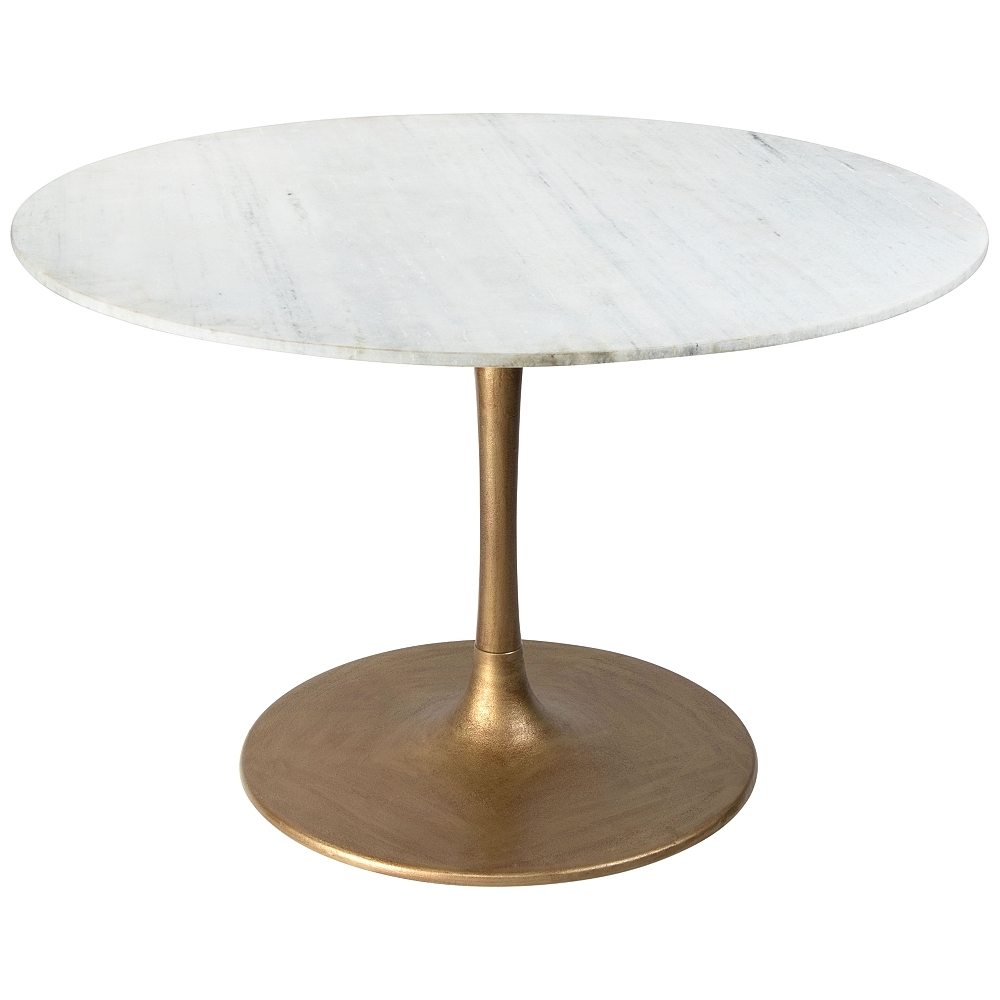 Zuo Ithaca 47" Wide White and Gold Round Dining Table - Style # 95Y17 - Image 0