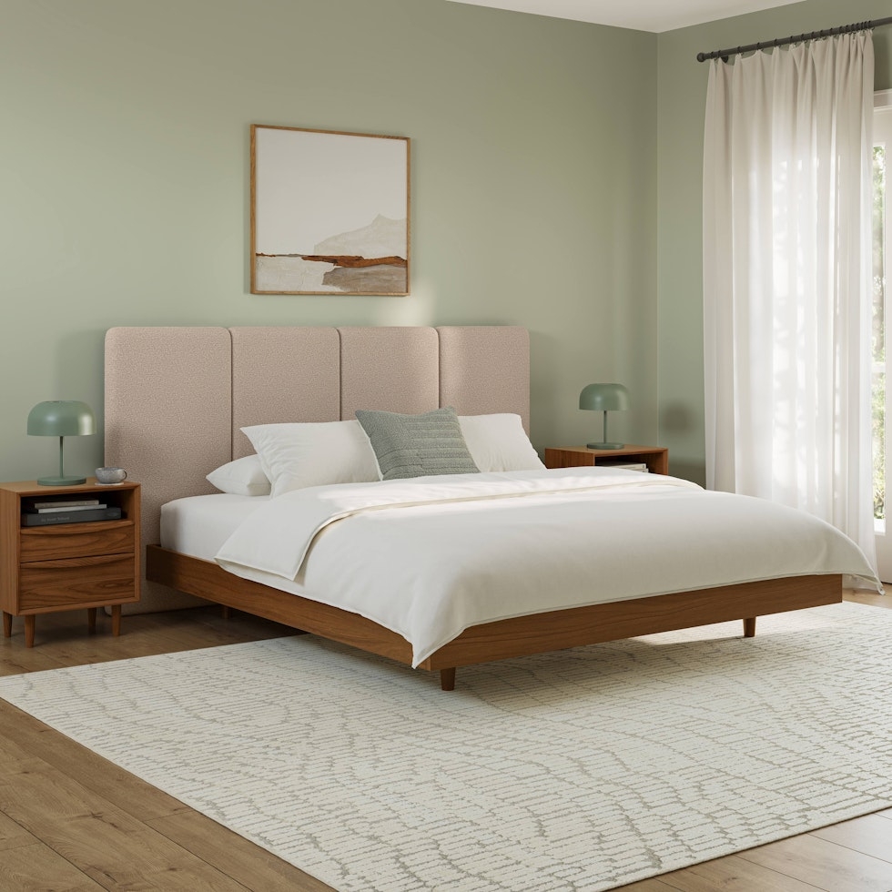 Noel King Headboard - Sandstone Wool Bouclé - Image 1