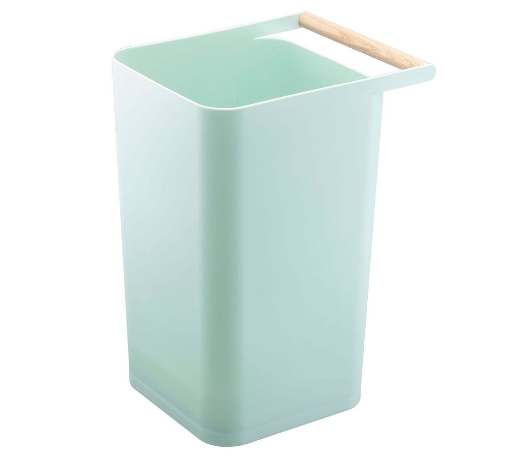 Yamazaki Wood Handle 2.5 Gallon Trash Can, Blue - Image 0
