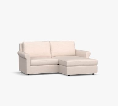 Sanford Roll Arm Upholstered Sofa with Reversible Storage Chaise Sectional, Polyester Wrapped Cushions, Basketweave Slub Charcoal - Image 2