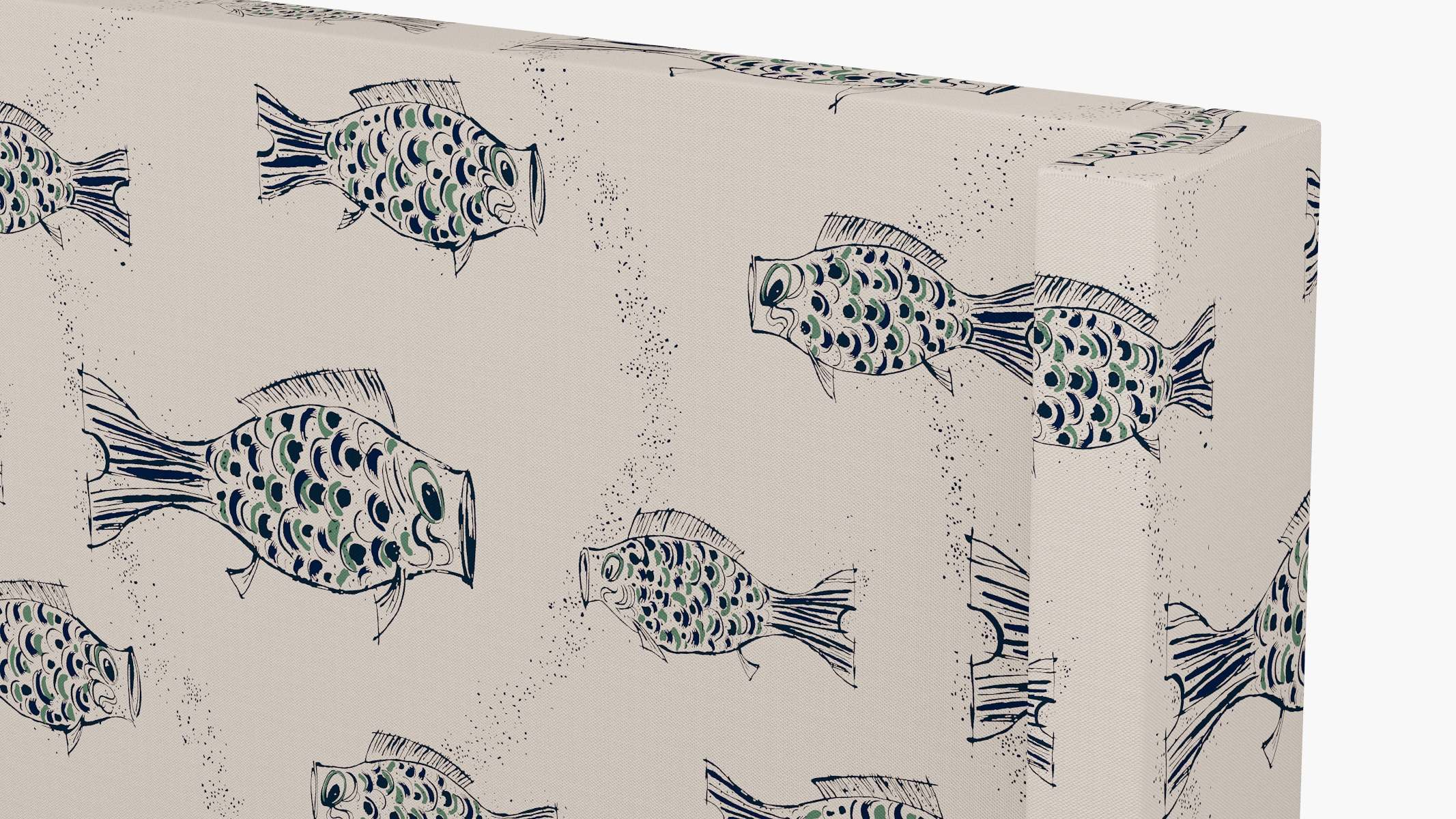 Modern Wingback Headboard, Canvas Sakana, Queen - Image 2