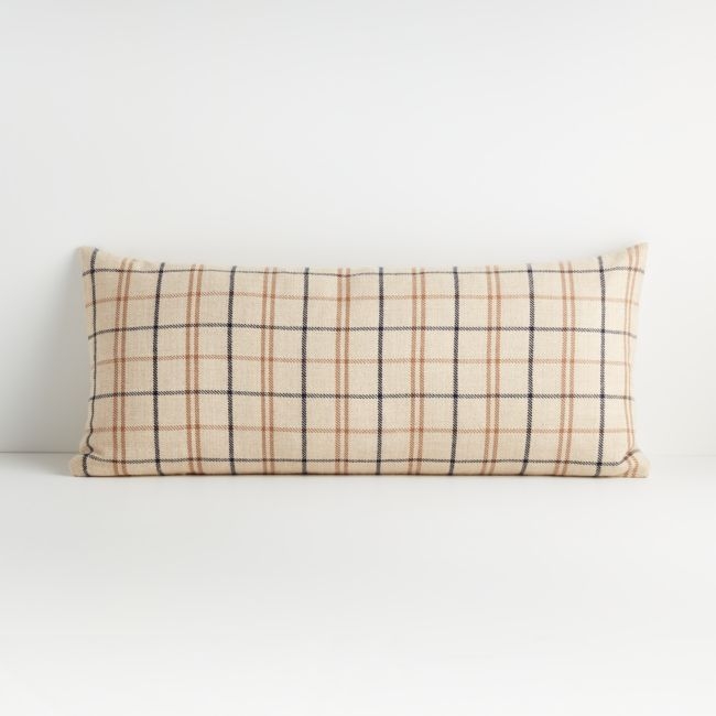 Alpaca 36"x16" Plaid Pillow with Feather-Down Insert - Image 0