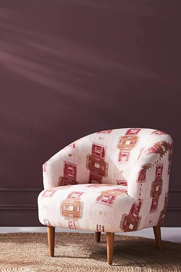 Rug-Printed Simon Accent Chair By Anthropologie in Pink - Image 0