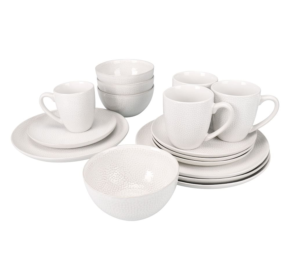 Serene Stoneware 16-Piece Dinnerware Set (dinner plate, salad plate, soup bowl, mug) - Cream - Image 0