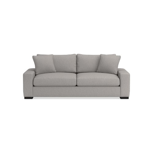 Robertson 2x2 92 Sofa, Standard Cushion, Perennials Performance Melange Weave, Fog, Ebony Leg - Image 0