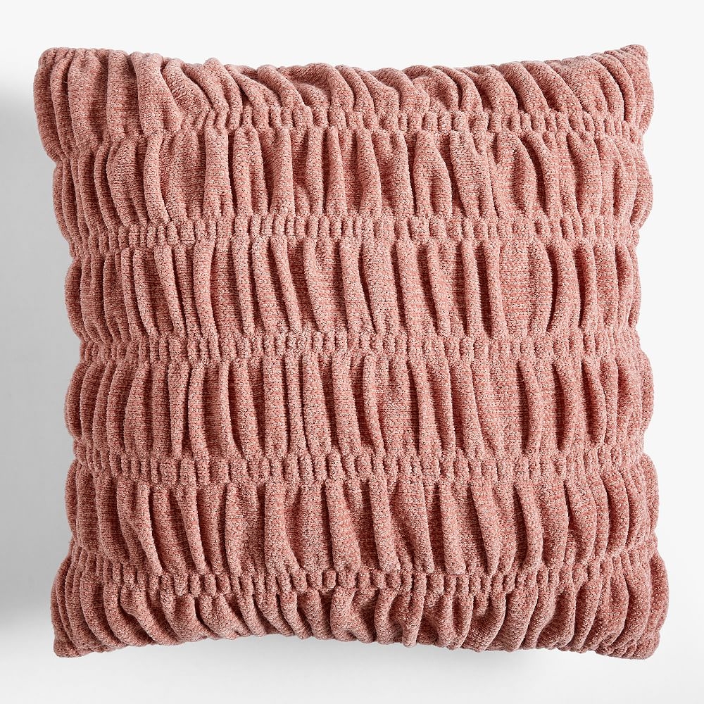 Ruched Chenille Pillow, 18x18", Nude Rose - Image 0