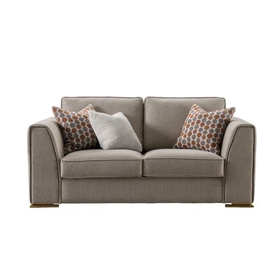 Luxury Mid Century Modern Linen-Like Living Room Sofa, Grey Couch - Image 0