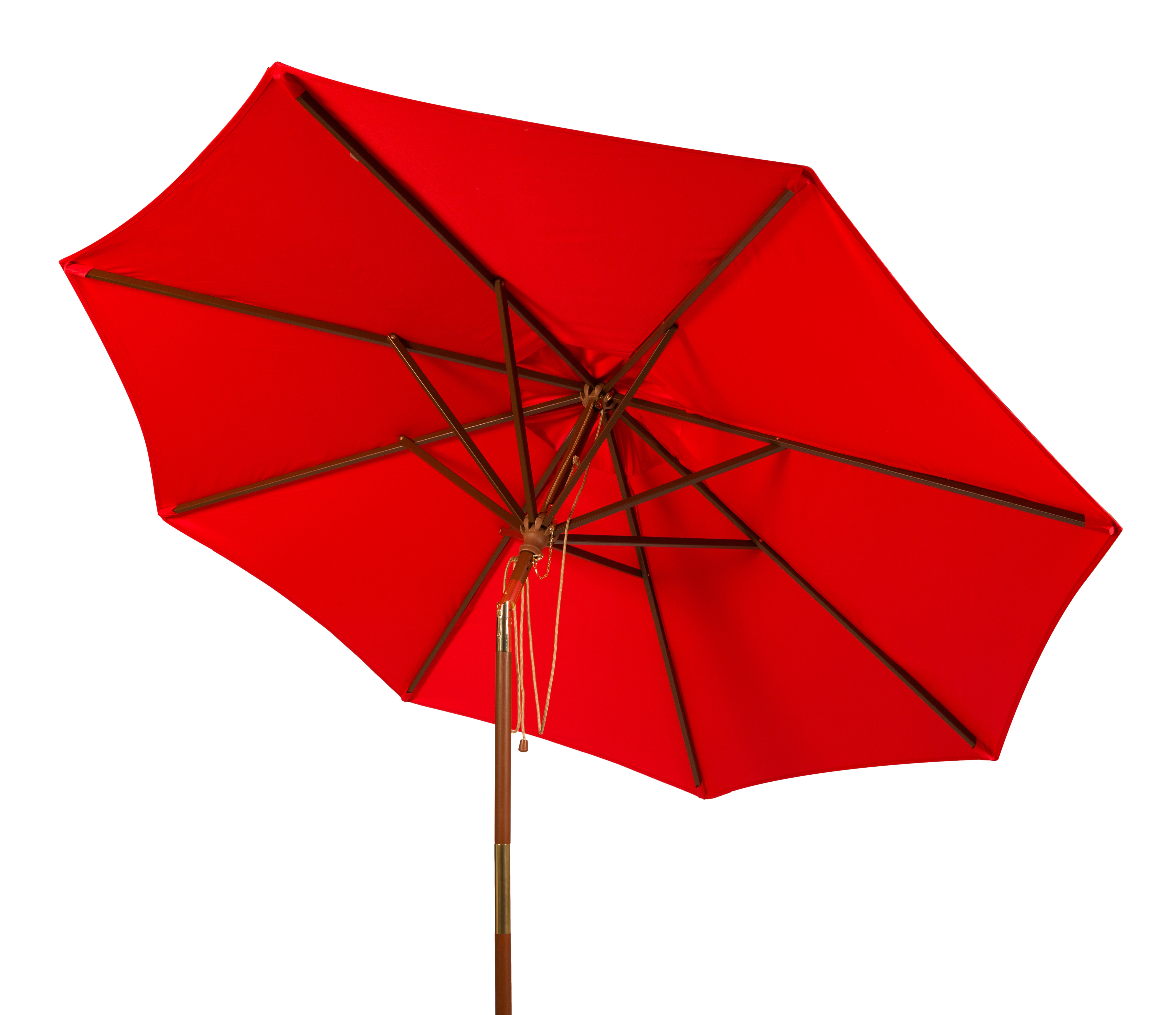 Cannes 9Ft Wooden Outdoor Umbrella - Red - Safavieh - Image 1
