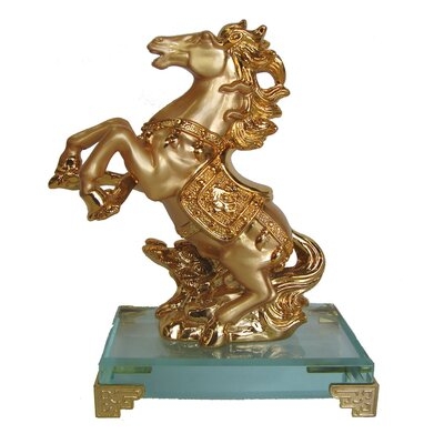 Golden Flying Horse Statue Wit Crystal Base - Image 0
