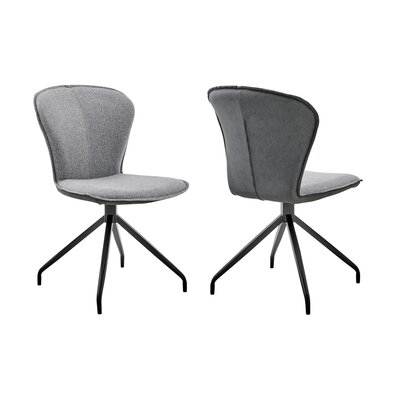 Emiliana Dining Room Accent Chair In Grey Fabric And Black Finish - Set Of 2 - Image 0