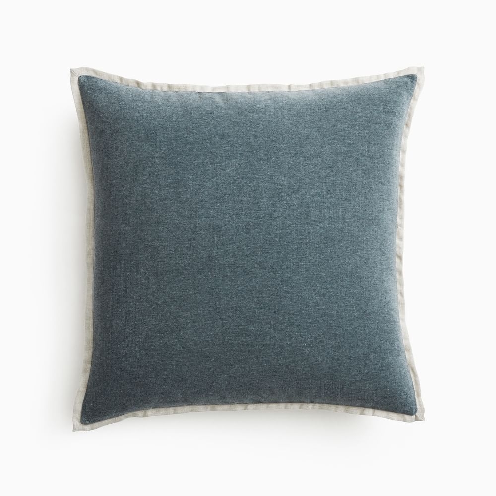 Classic Cotton Velvet Pillow Cover, 20"x20", Ocean, Set of 2 - Image 0