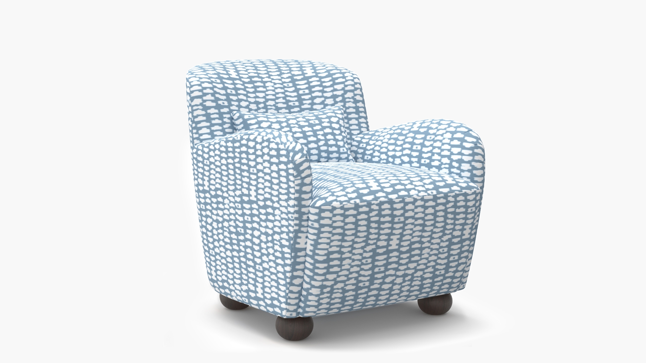 Club Chair, Dusty Blue Odalisque, Espresso Bun Foot - Image 1
