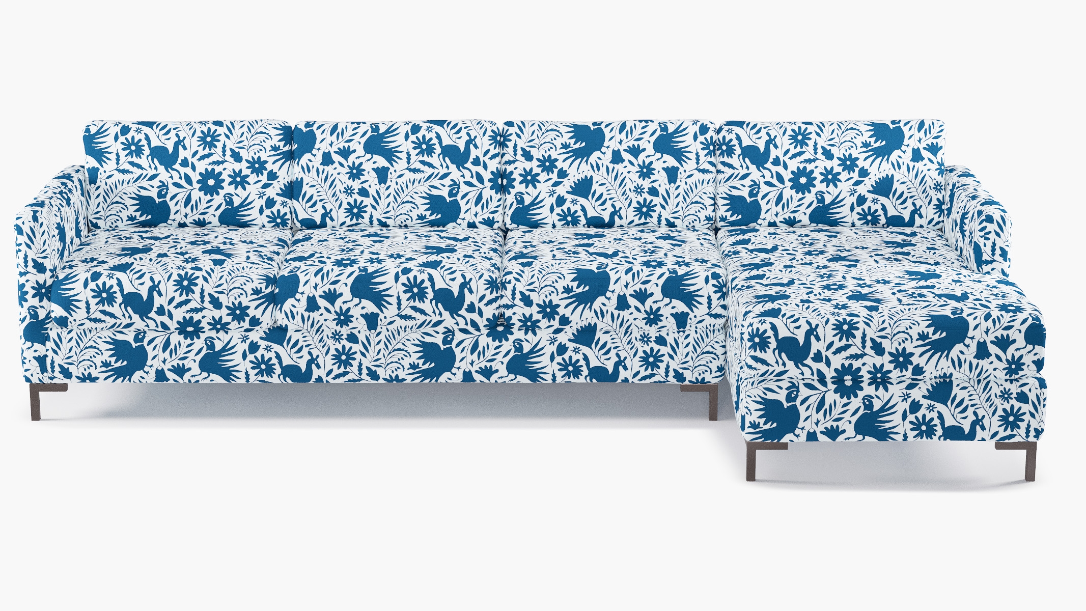 Modern Sectional, Right Facing, Cerulean Frida, Bronze L Leg - Image 0