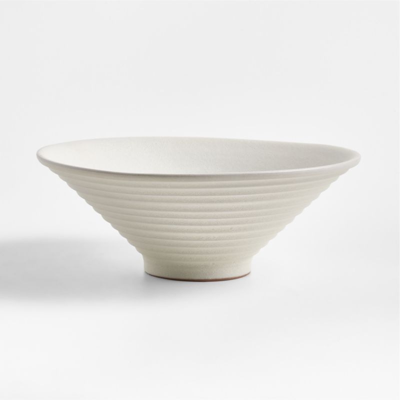 Otsu White Ceramic Textured Centerpiece Bowl 14" - Image 2