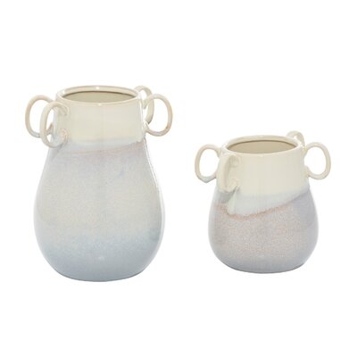 White Ceramic Farmhouse Vase, 12 X 10 X 9 - Image 0
