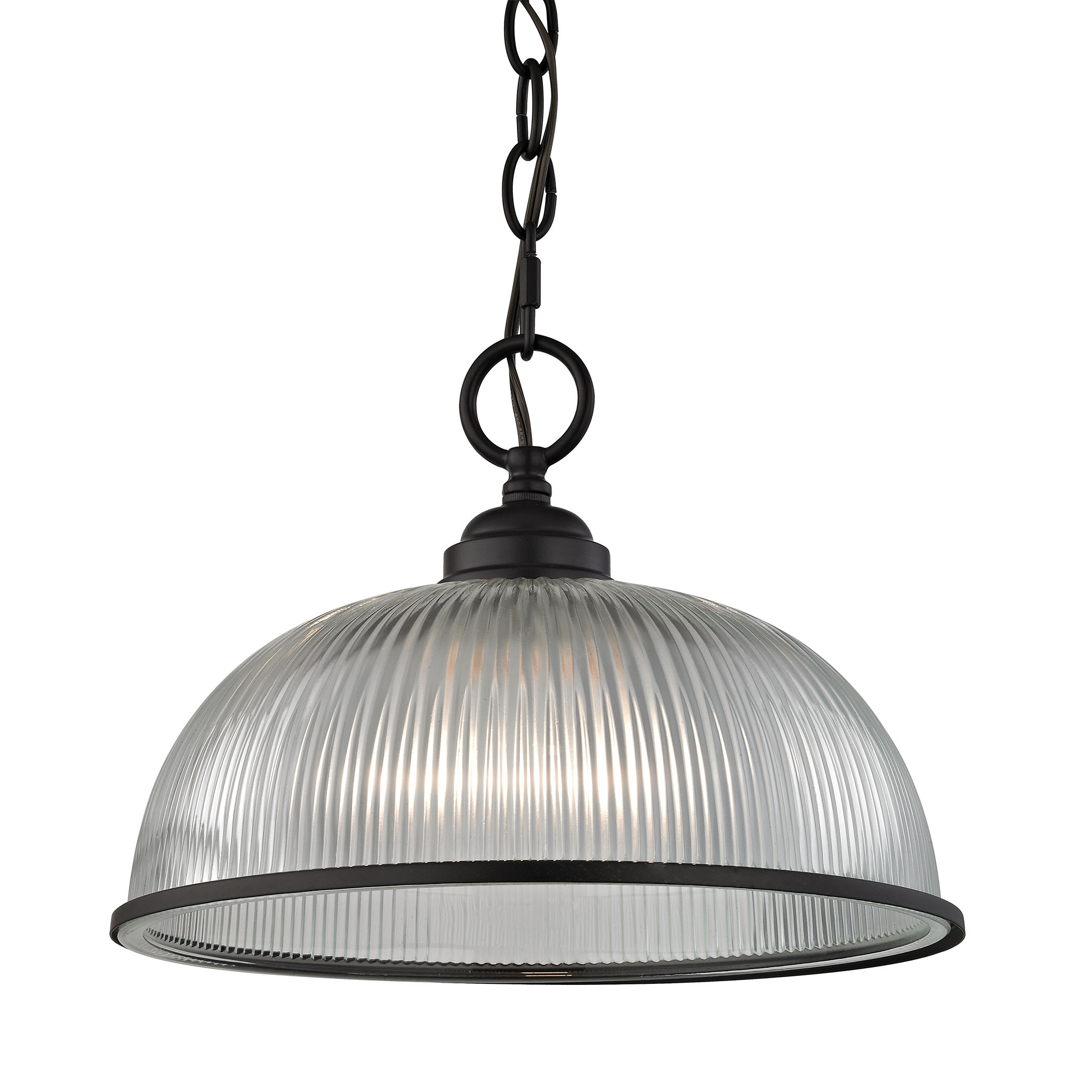 Liberty Park 1-Light Mini Pendant in Oil Rubbed Bronze with Prismatic Clear Glass - Image 0
