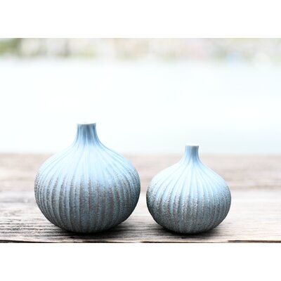 2 Piece Atchison Blue Porcelain Table Vase Set - Image 0
