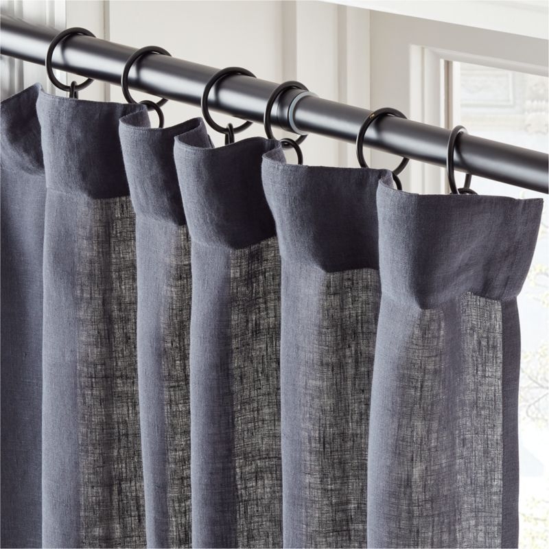EUROPEAN FLAX™-Certified Linen Dark Blue Window Curtain Panel 48''x108'' - Image 1