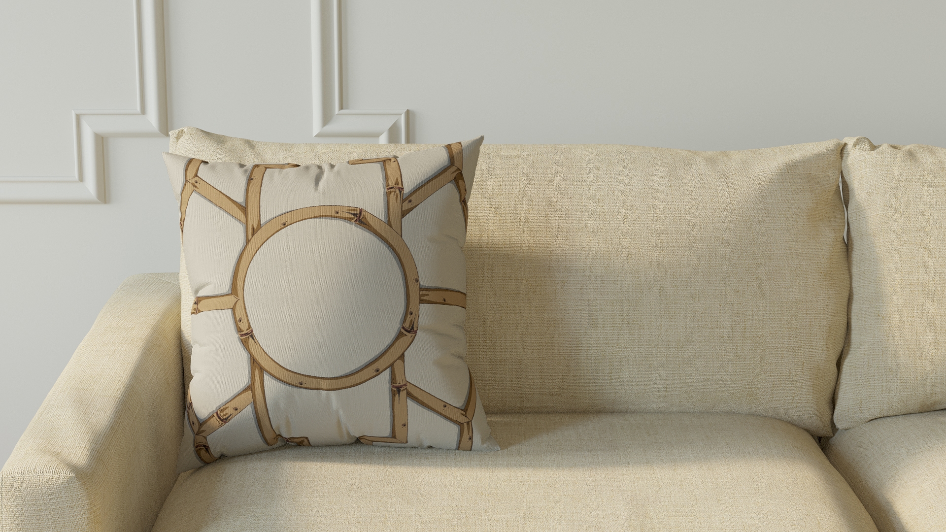 Throw Pillow 18", Tan Baldwin Bamboo, 18" x 18" - Image 2