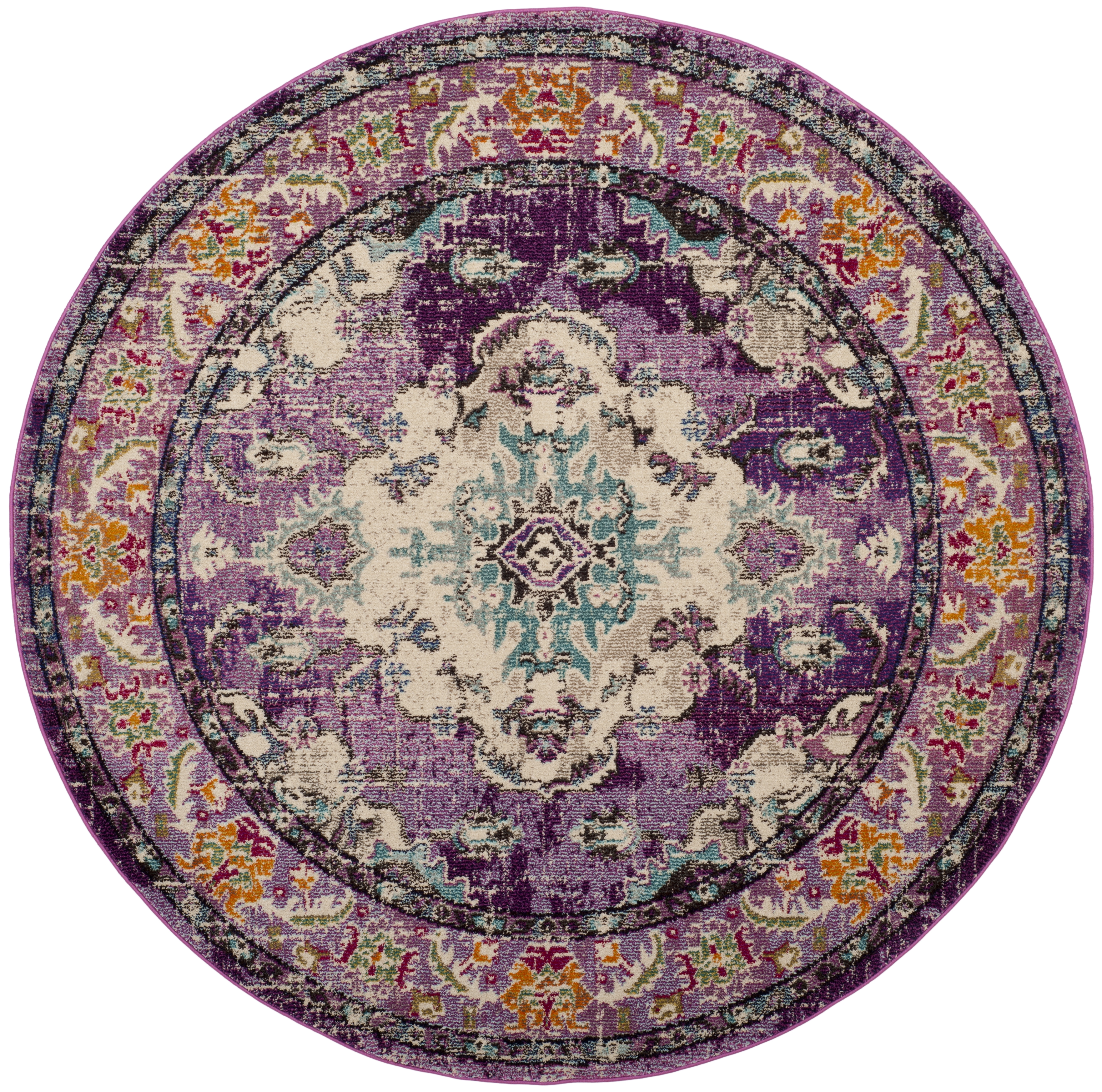 Arlo Home Woven Area Rug, MNC243L, Violet/Light Blue,  6' 7" X 6' 7" Round - Image 0
