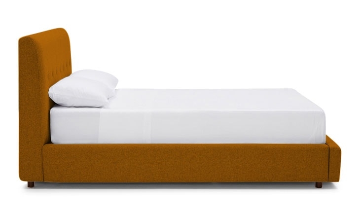 Yellow Alvin Mid Century Modern Storage Bed - Sorrento Marigold - Mocha - Queen - Image 2