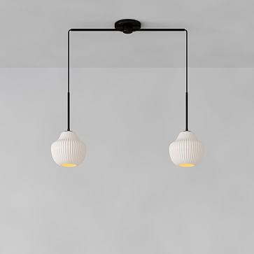 Sculptural 2-Light Pendant, Ribbed Small, Champagne, Polished Nickel, 7.5" - Image 3