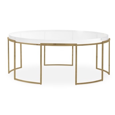 Lago Round Coffee Table, Acrylic, Antique Brass - Image 1