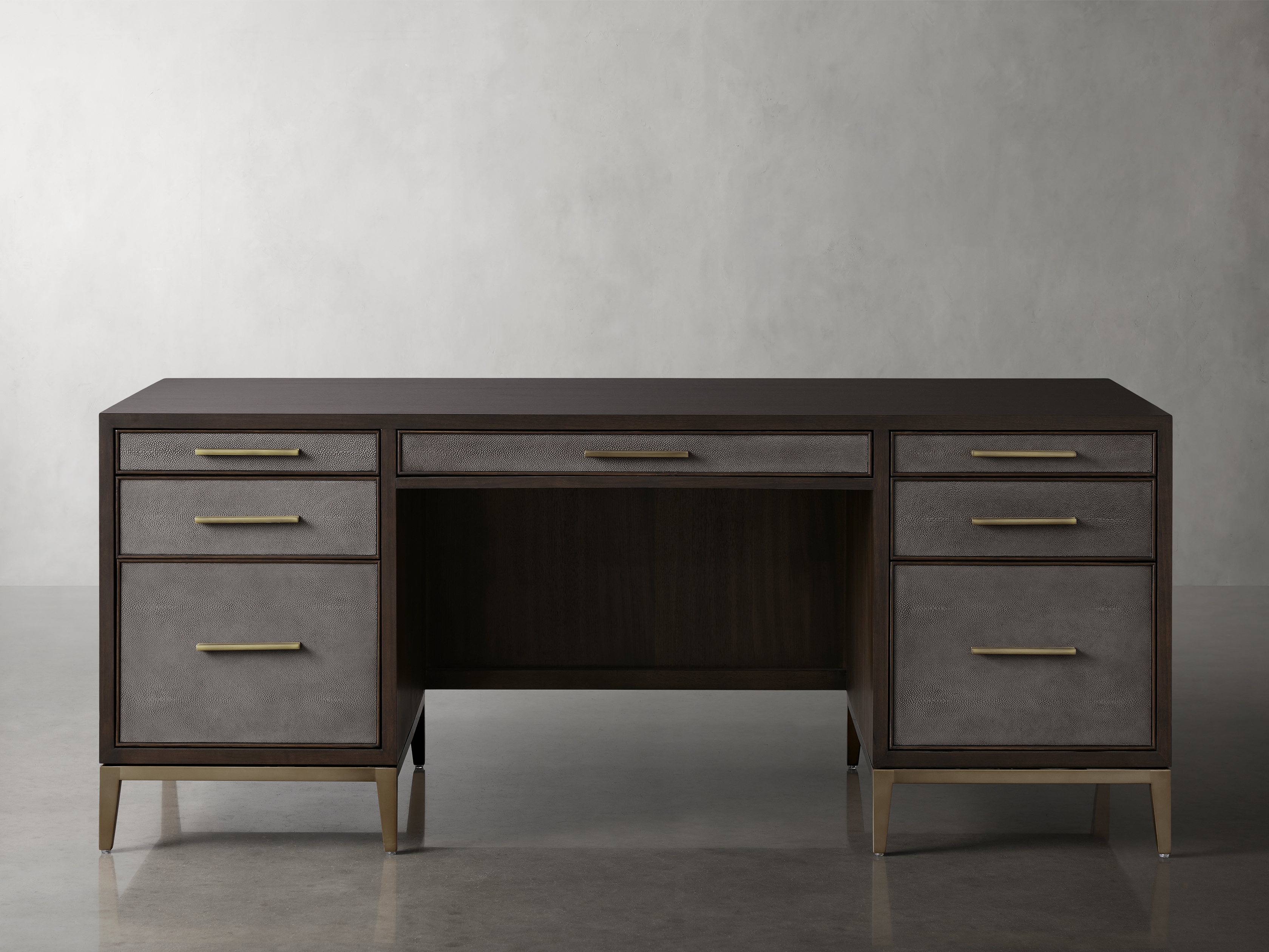 Malone Executive Desk in Shagreen Brown  Sparrow - Image 0