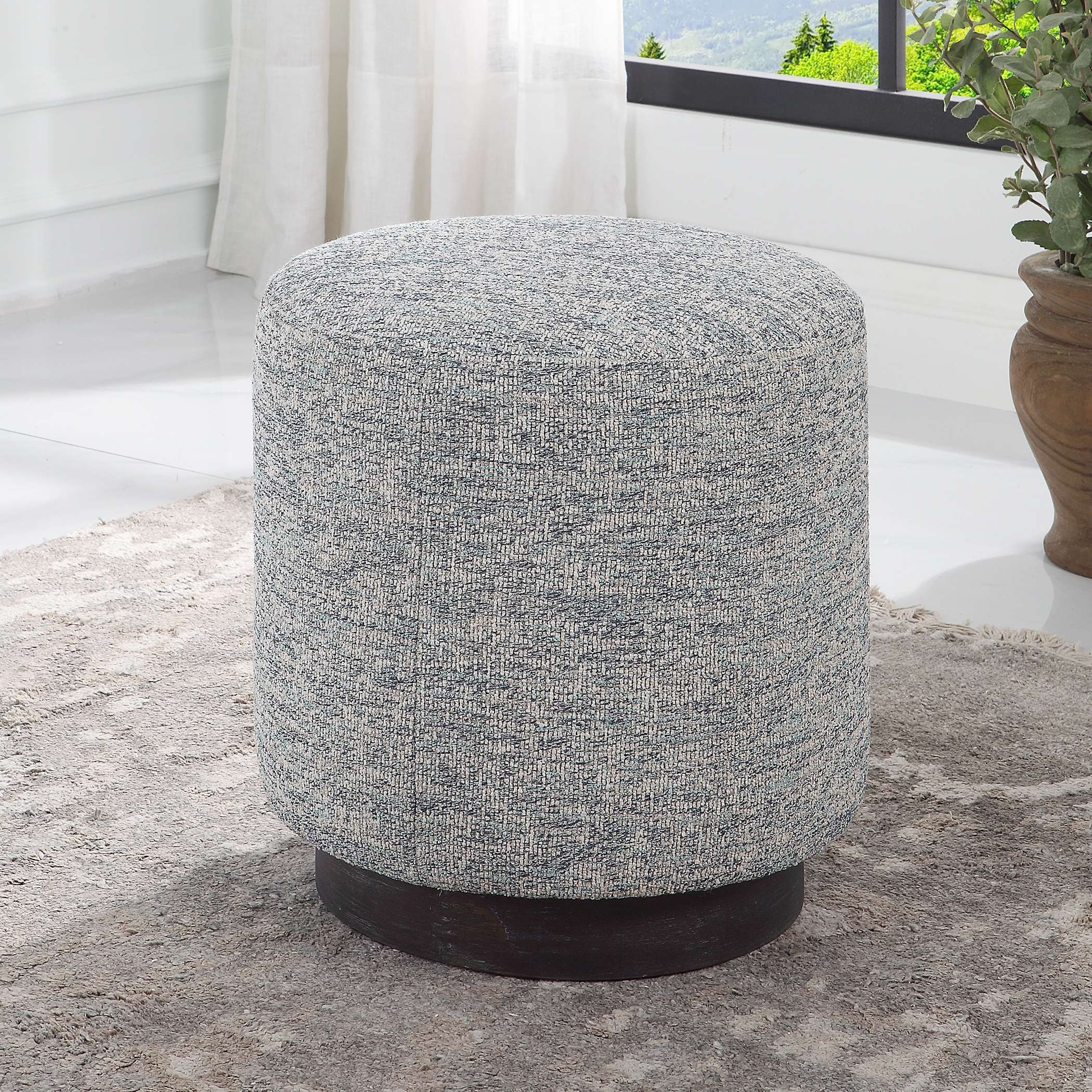 Avila Tweed Round Ottoman - Image 1