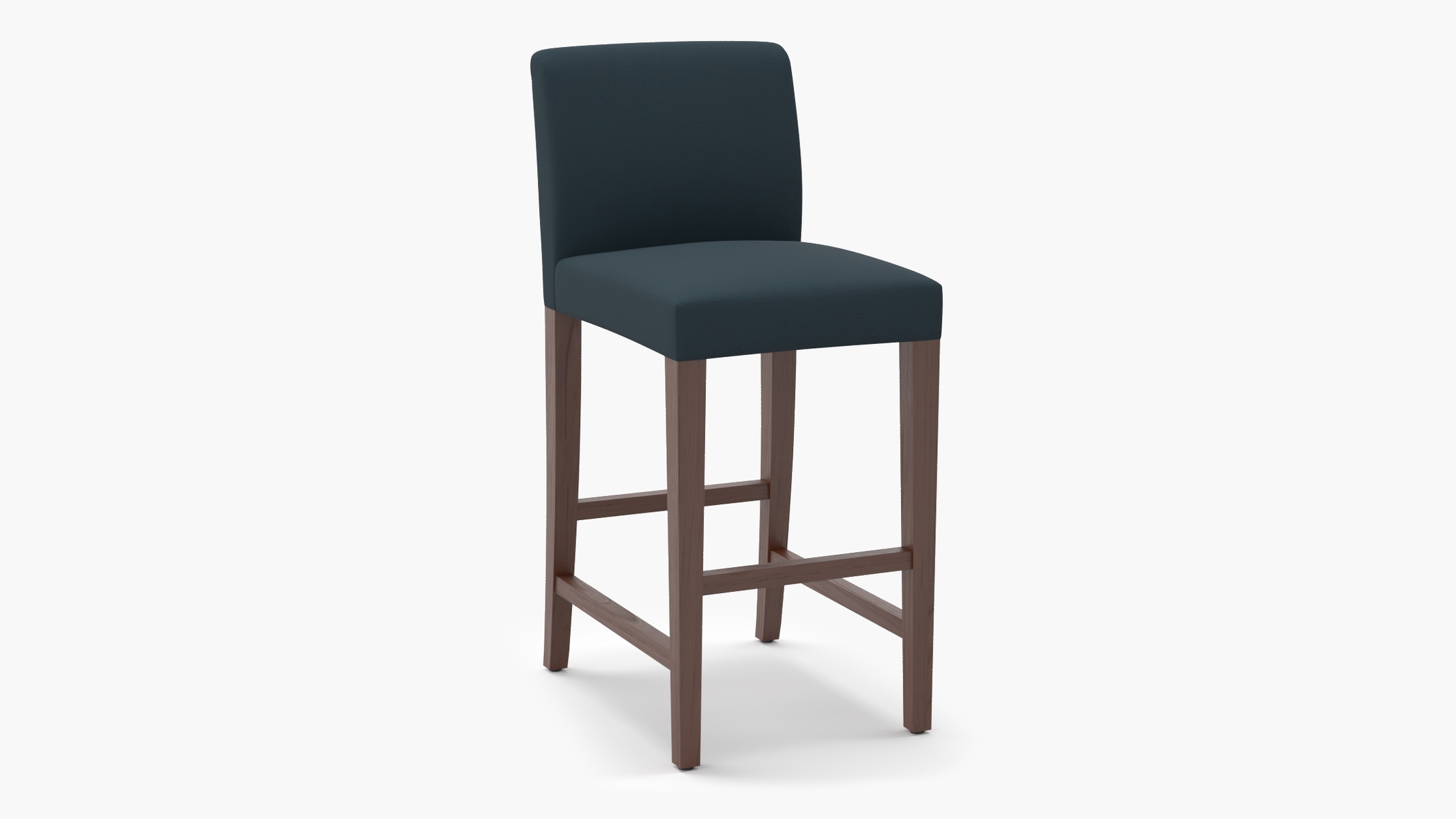 Signature Dining Bar Stool, Navy Everyday Linen, Walnut Square Tapered Leg - Image 1
