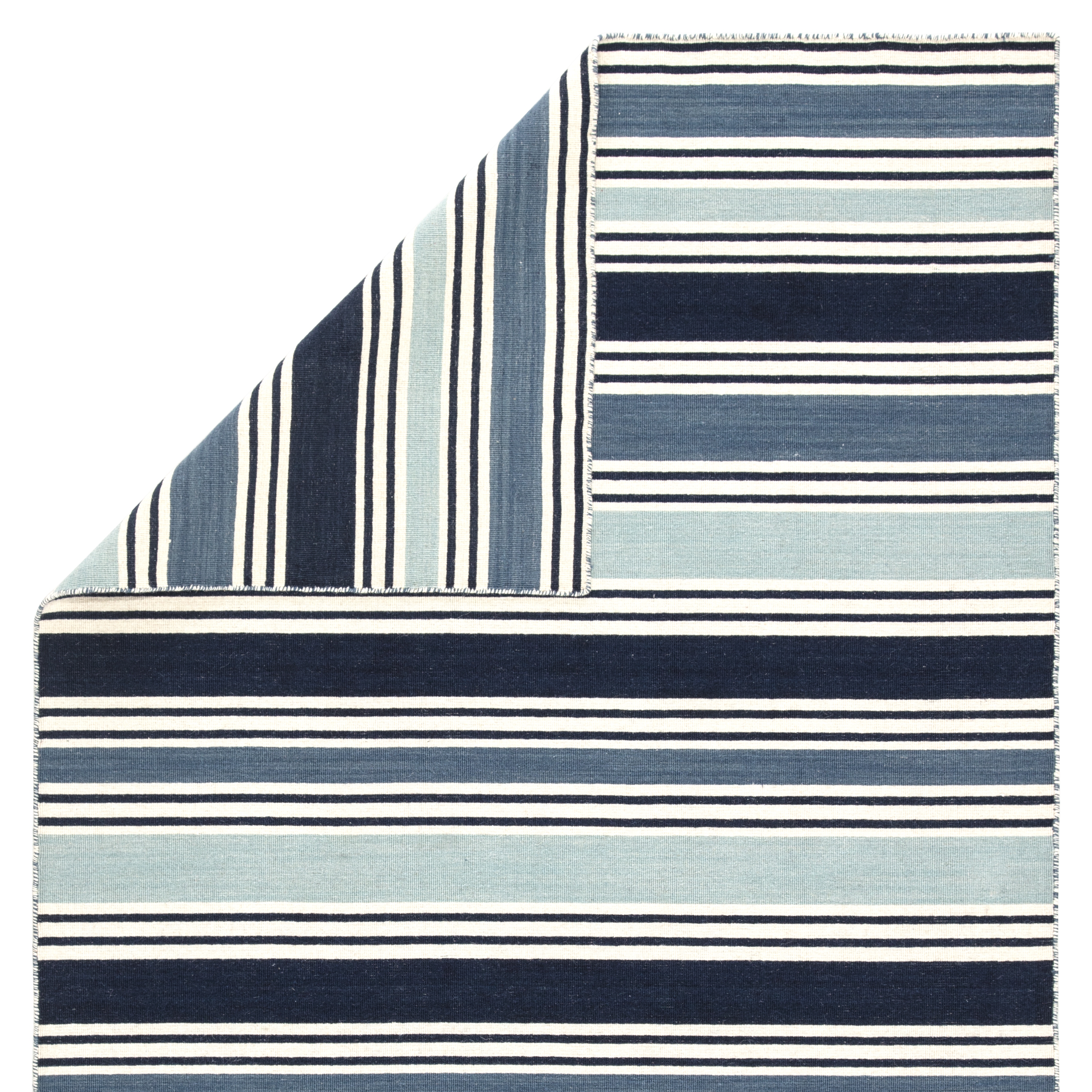 Salada Handmade Stripe Blue/ White Area Rug (6'X9') - Image 2