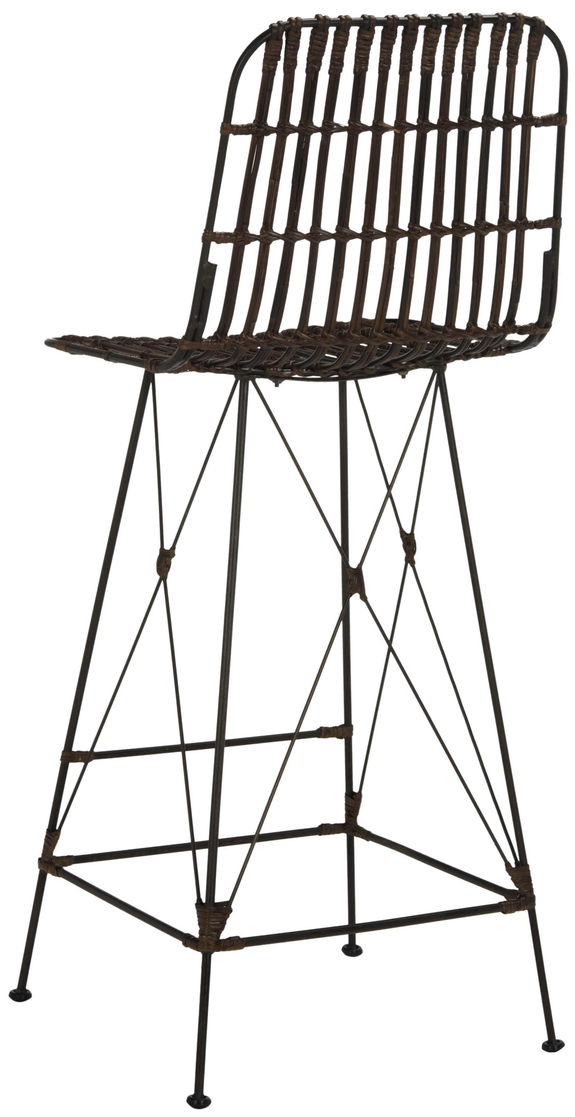 Minerva Wicker Bar Stool - Croco Brown - Safavieh - Image 4