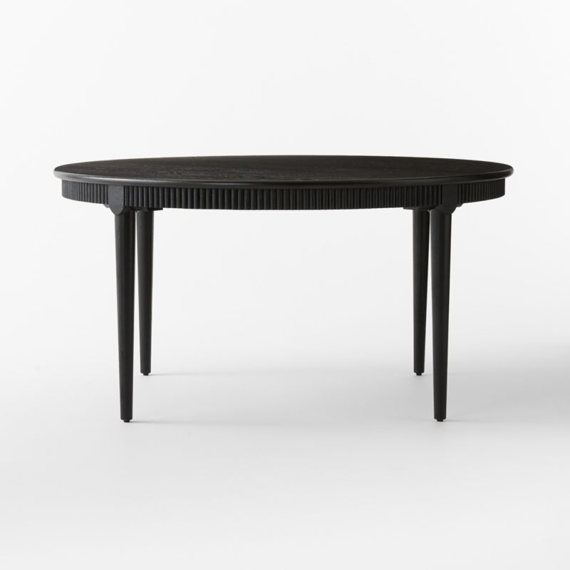 Providence 60" Round Black Ebonized Oak Wood Dining Table - Image 1