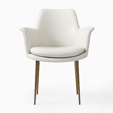 Finley Wing Dining Chair, Sierra Leather, White Light Bronze - Image 1