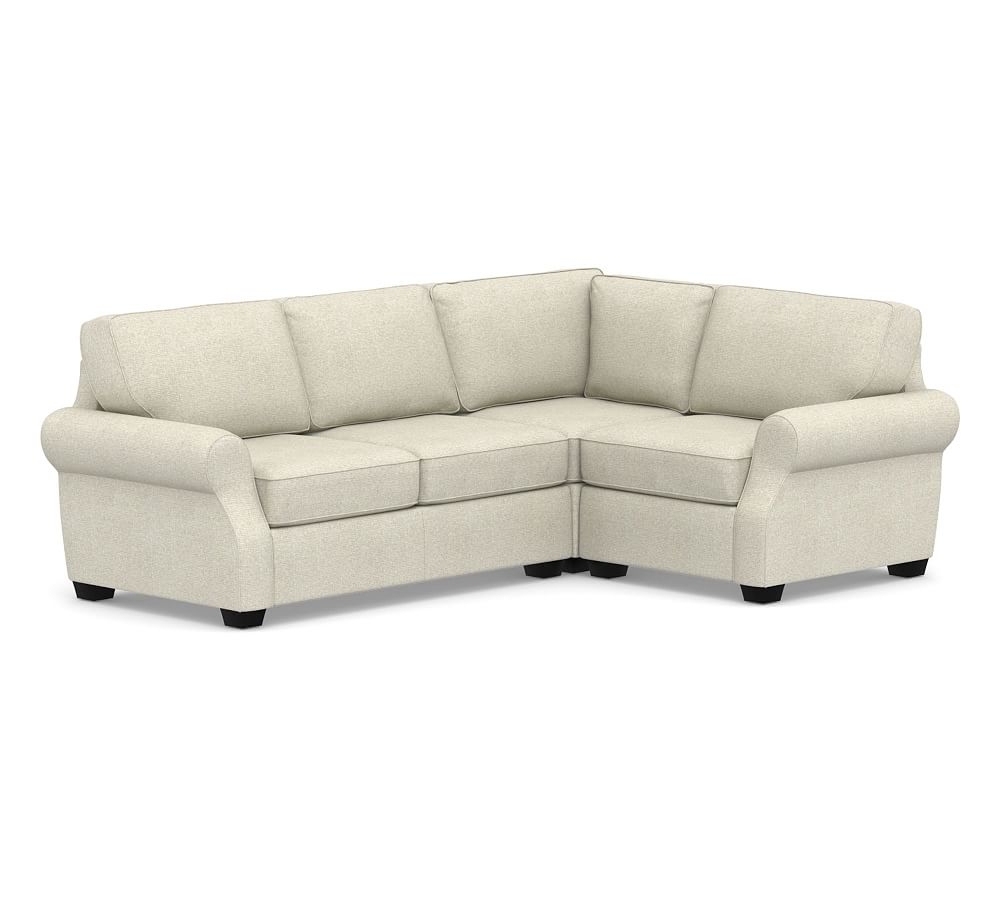 SoMa Fremont Roll Arm Upholstered Left Arm 3-Piece Corner Sectional, Polyester Wrapped Cushions, Performance Heathered Basketweave Alabaster White - Image 0