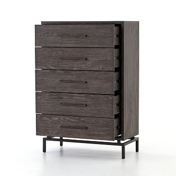 Washed Oak & Iron 5-Drawer Dresser - Image 2