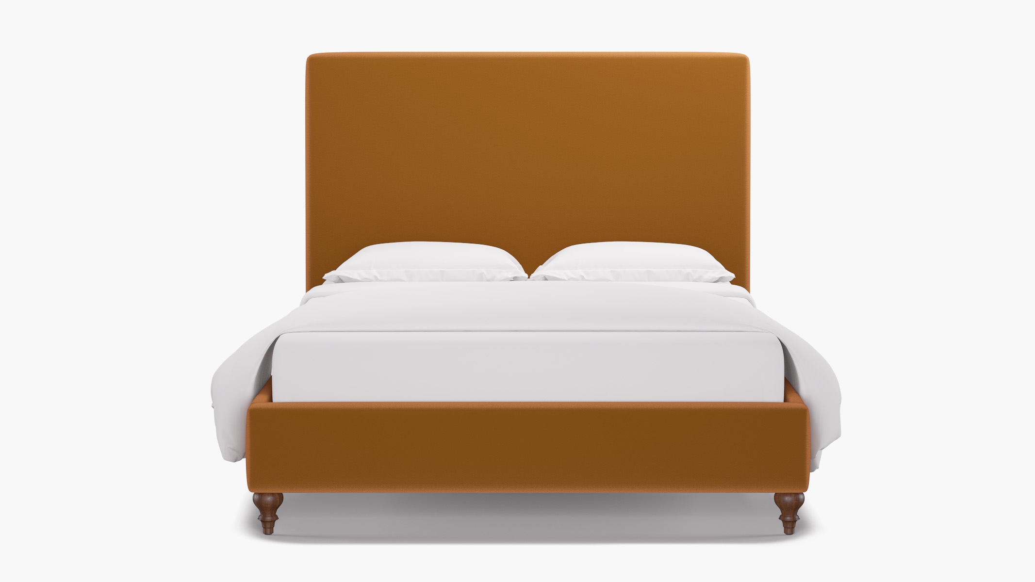 Classic Bed, Marigold Performance Velvet, Walnut Traditional Turned Leg, Twin - Image 0