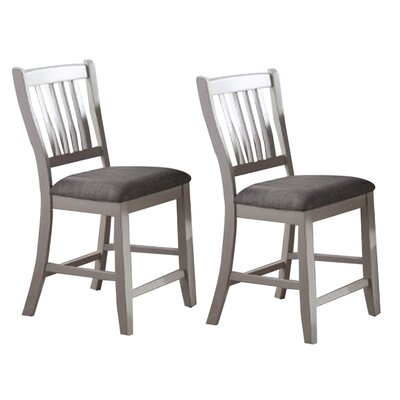Counter Height Chair With Slatted Back, Set Of 2, Gray - Image 0