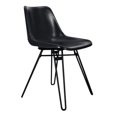 Camden Leather Upholstered Side Chair in Black - Image 0