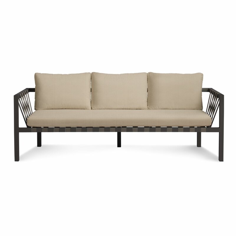 Blu Dot Jibe 3 Seat Outdoor Sofa with Cushions Color: Carbon/Sunbrella Linen Taupe - Image 0