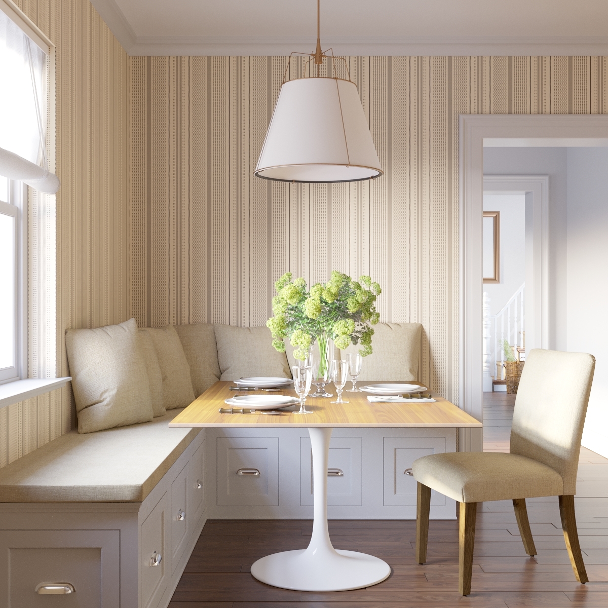 Traditional Wallpaper, Charcoal Newbury Stripe - Image 2