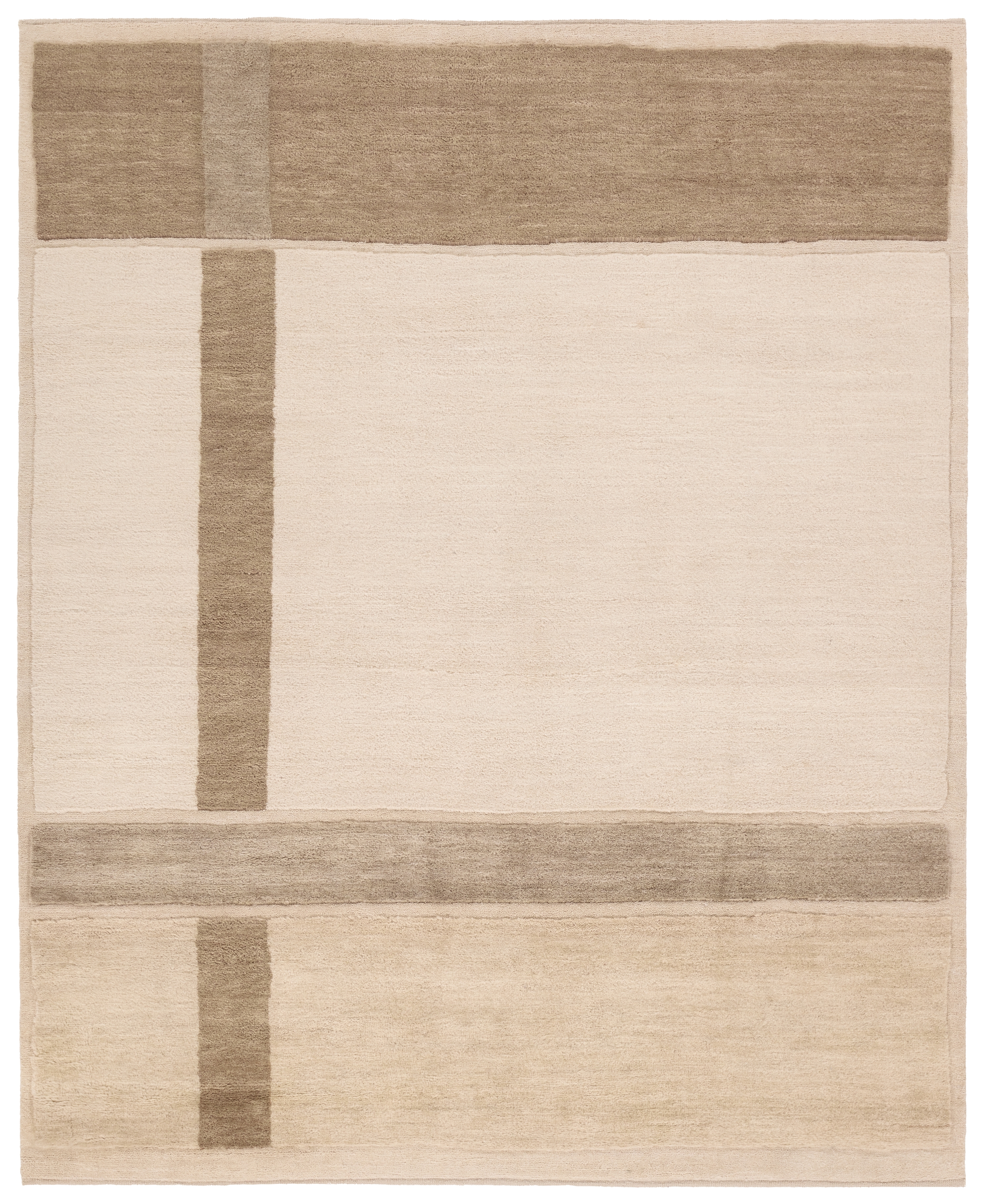 Kole SML01 Handknotted Contemporary Brown and Tan Area Rug (6'x9') - Image 0