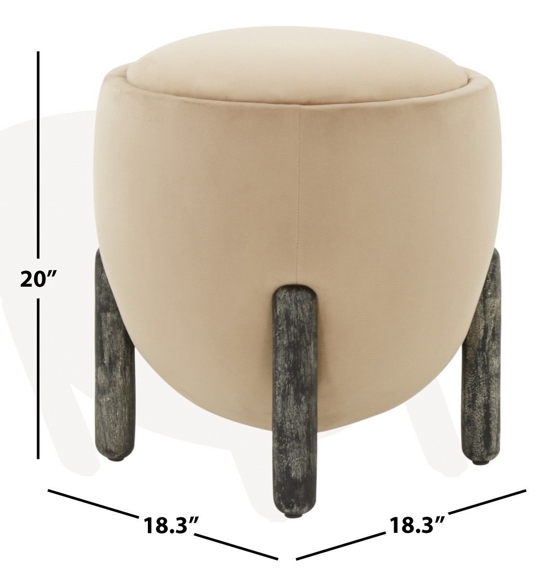 Clarabella Upholstered Ottoman - Light Brown / Black - Image 4