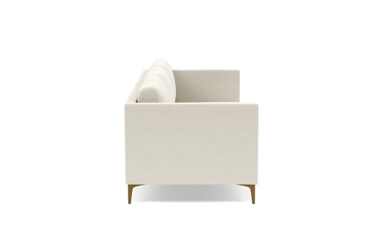 Oliver Sofa with White Chalk Fabric, standard down blend cushions, and Brass Plated legs - Image 2