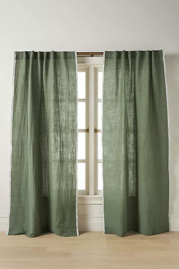Linen Cotton Fringed Stripe Trim Curtain - Image 0