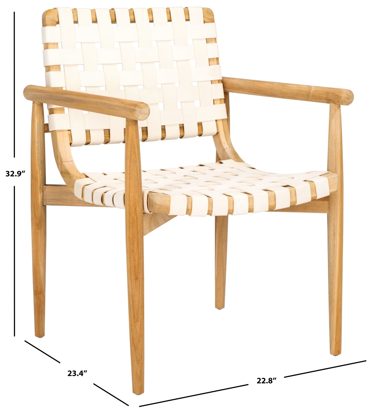Dionne Accent Chair - White / Natural Teak - Safavieh - Image 9