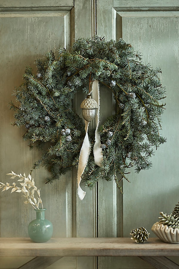 Fresh Blue Atlas Cedar + Silver Bell Wreath - Image 0