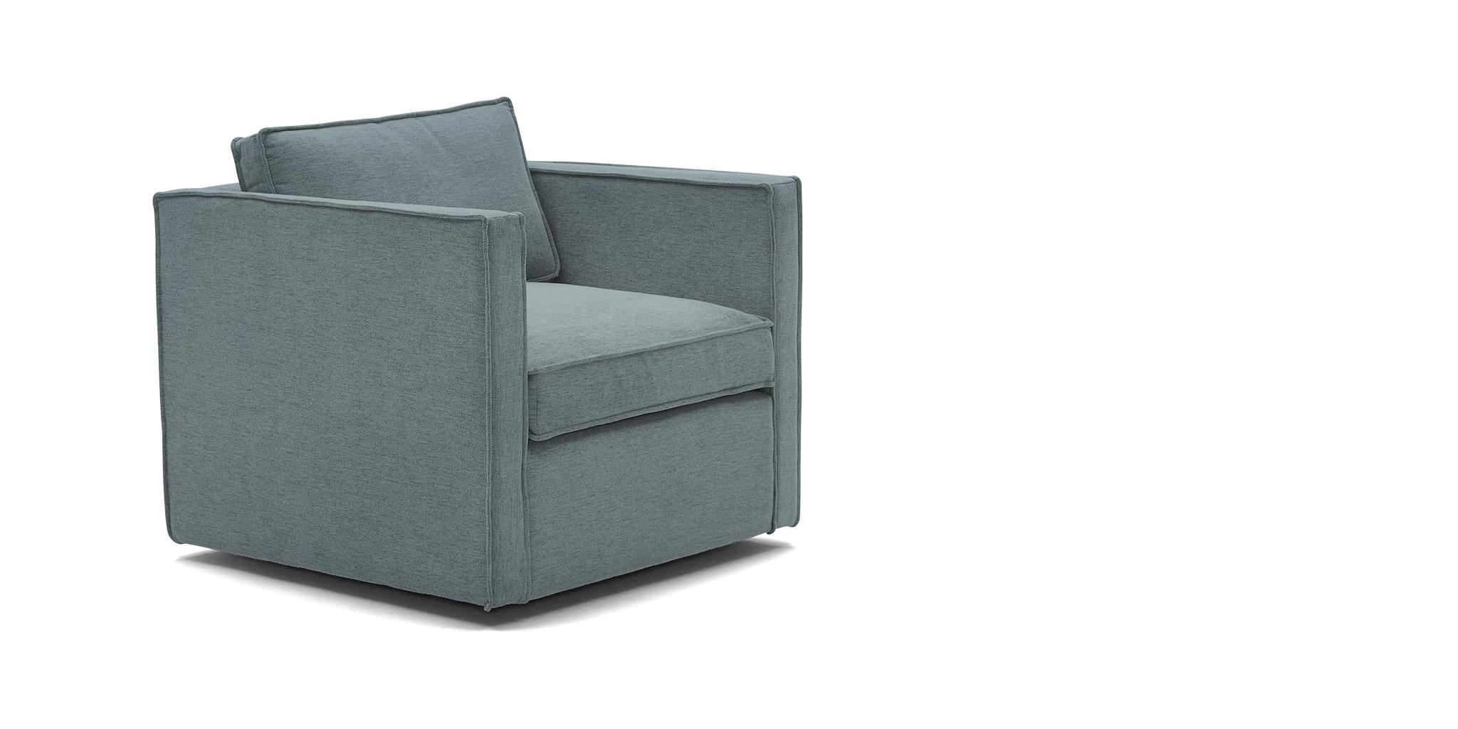 Blue Dune Mid Century Modern Swivel Chair - Plush Mist - Image 1