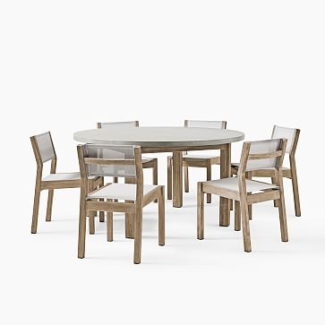 Portside Outdoor Concrete 60 in Round Dining Table, Weathered Gray - Image 1